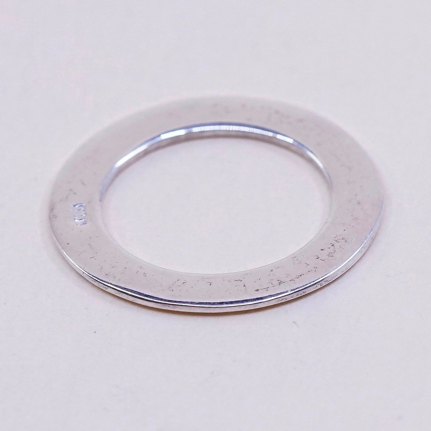 Vintage sterling silver handmade pendant, 925 circle embossed ”save the earth”