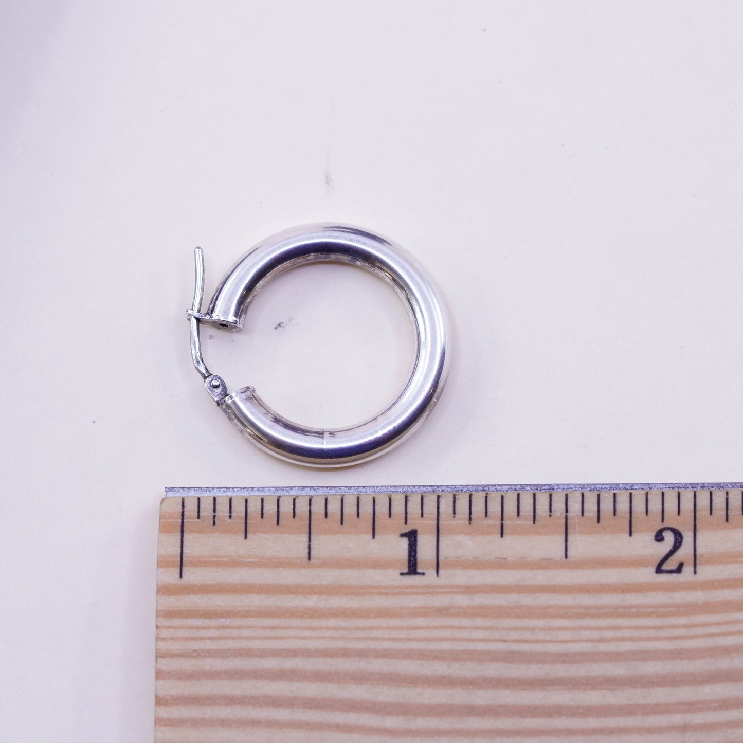 1” Vintage sterling 925 silver earrings, fashion minimalist primitive hoops