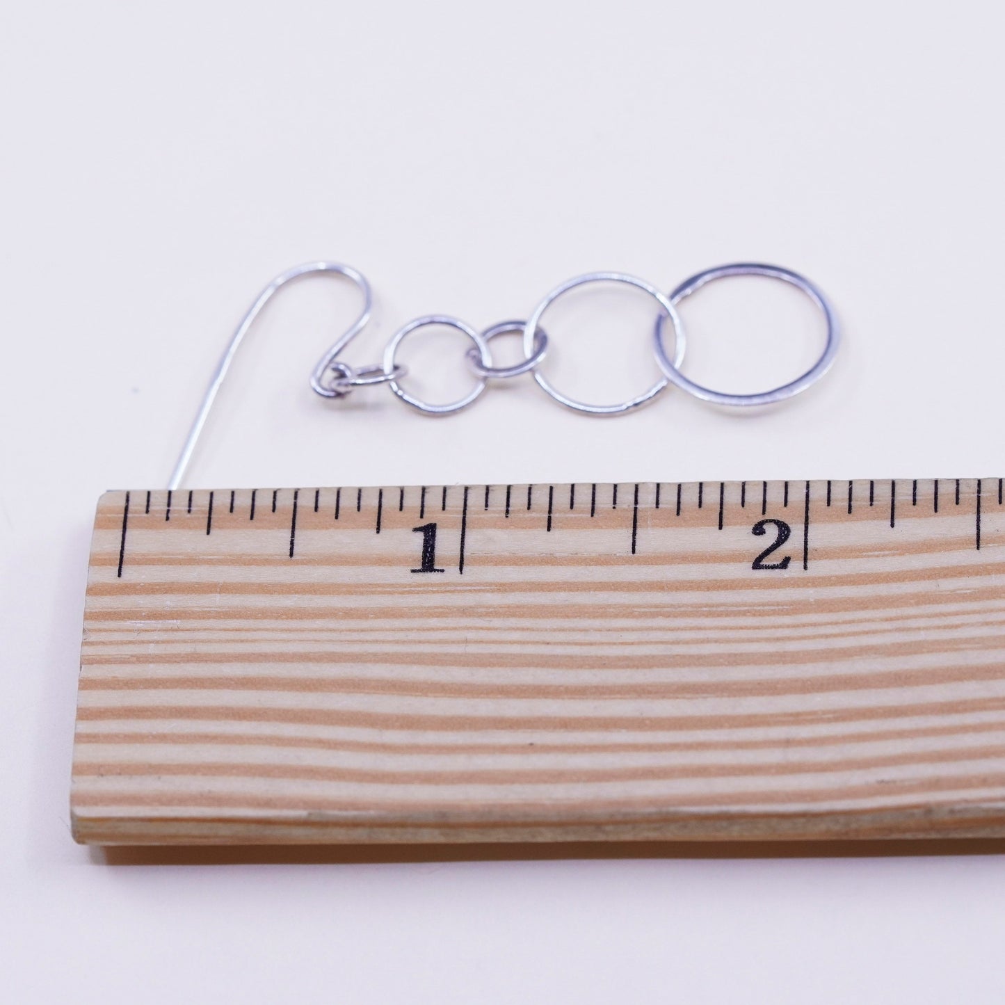 Vintage sterling silver handmade earrings, 925 hammered circle dangles