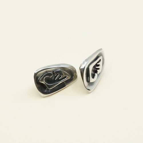 Vtg Sterling 925 Silver Handmade Screw Back Earrings Embossed Wings