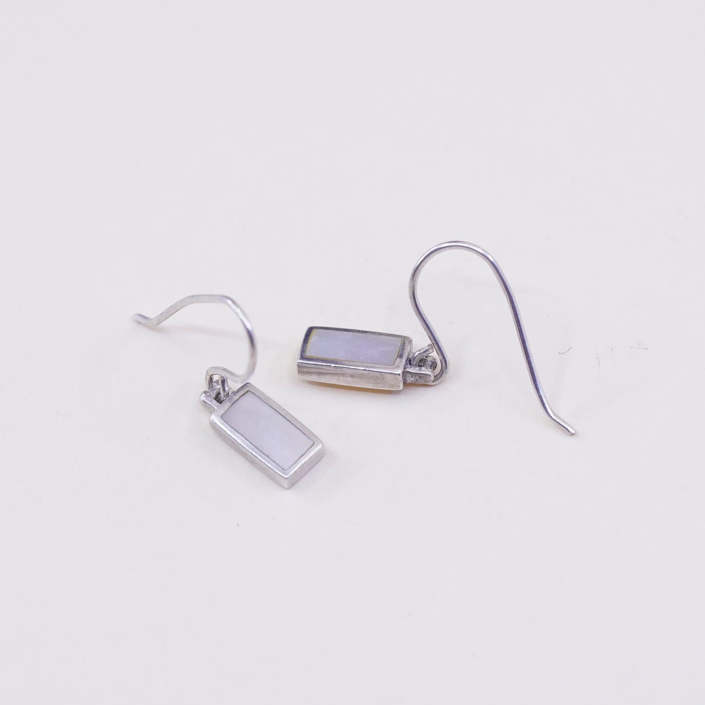 Vintage sterling 925 silver handmade earrings with white Mother of pearl