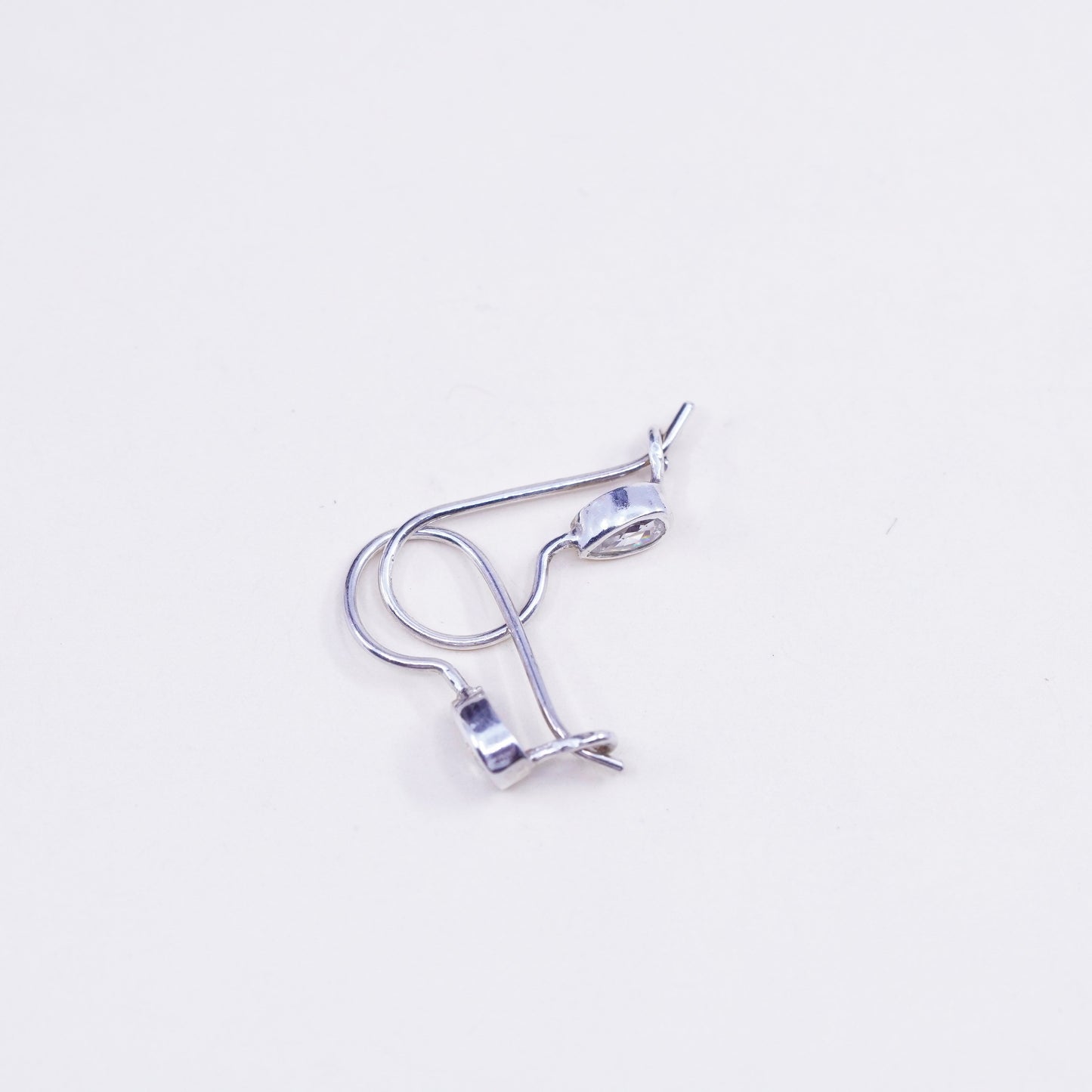 Vintage Sterling silver handmade earrings, Dangles w/ teardrop crystal dangles
