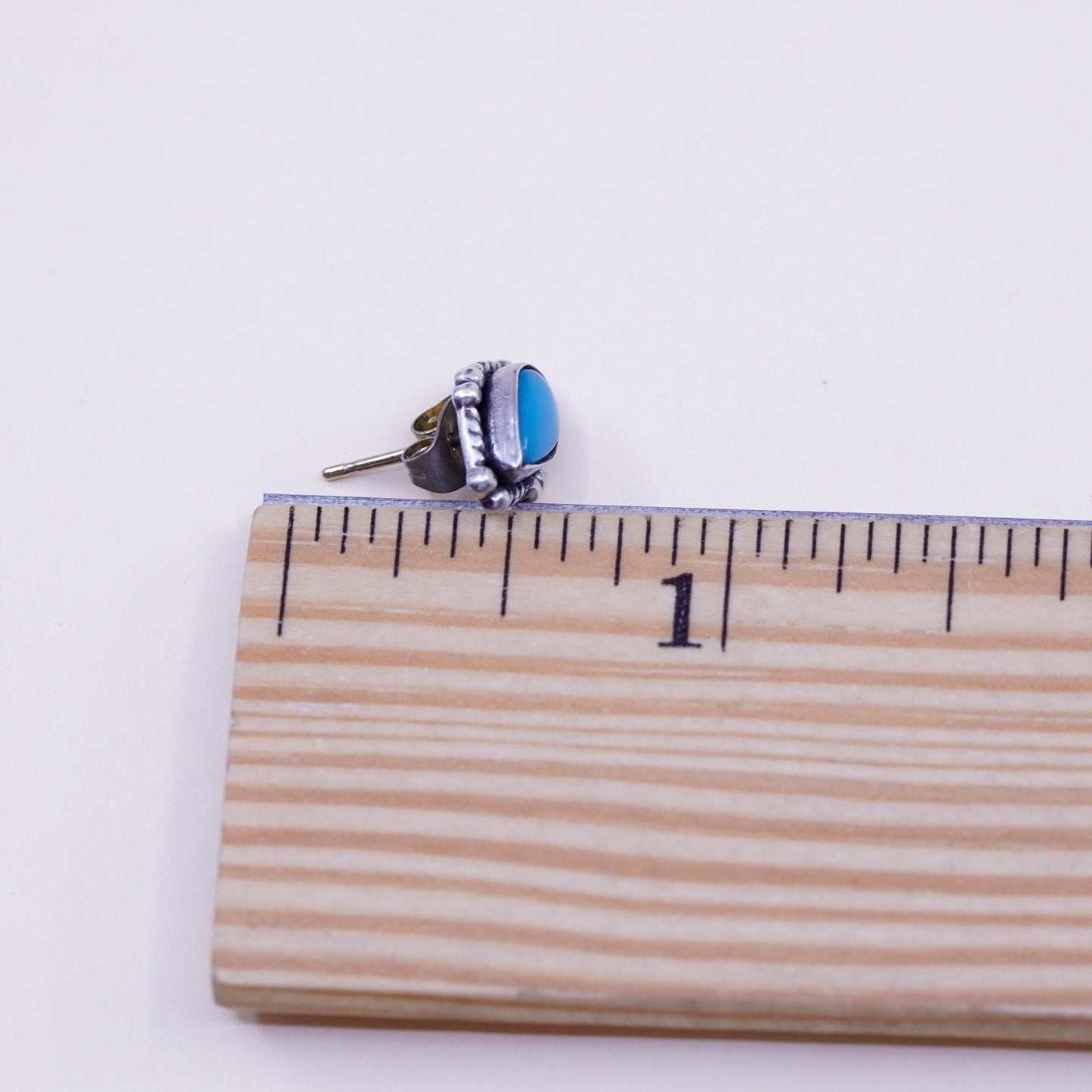 Vintage sterling silver handmade earrings, southwestern 925 studs w/ turquoise