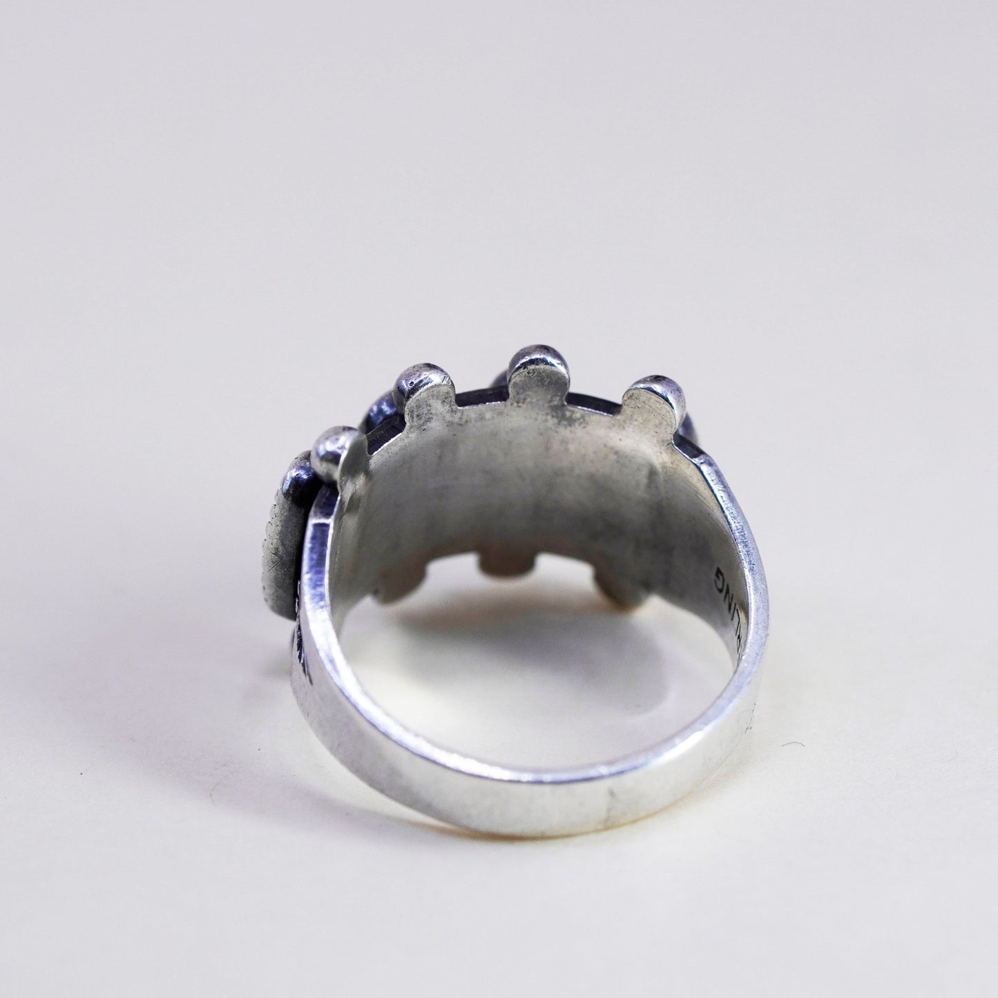 Size 5, vtg sterling silver Native American 925 band ring oval turquoise beads