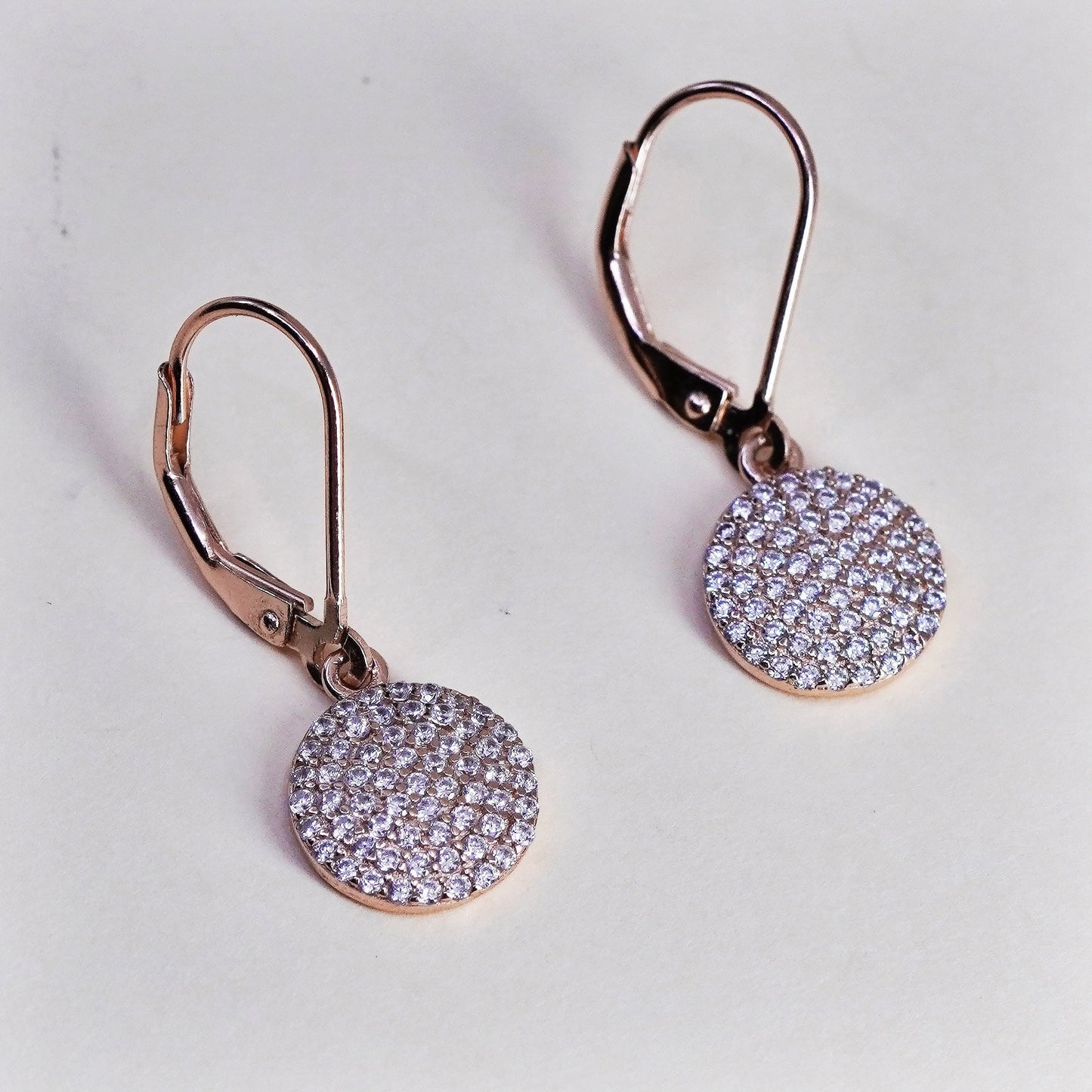 Vintage rose gold over Sterling 925 silver earrings with cluster cz