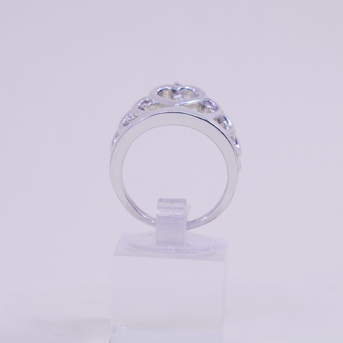 Size 8, vintage Sterling silver handmade ring, 925 crown with cz