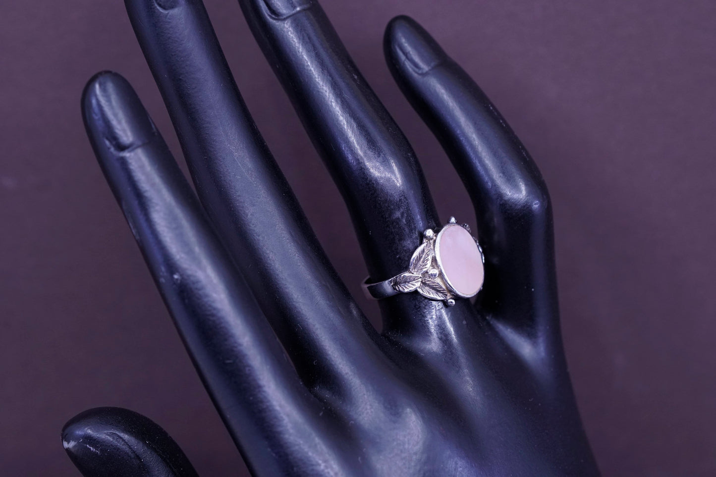 sz 6, Native American navajo Sterling 925 silver Pat Platero ring with pink mop