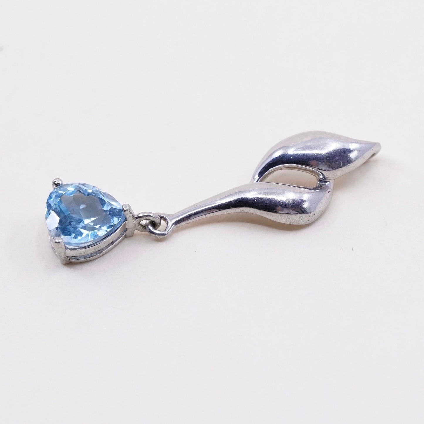 vintage VJ sterling 925 silver handmade pendant with topaz
