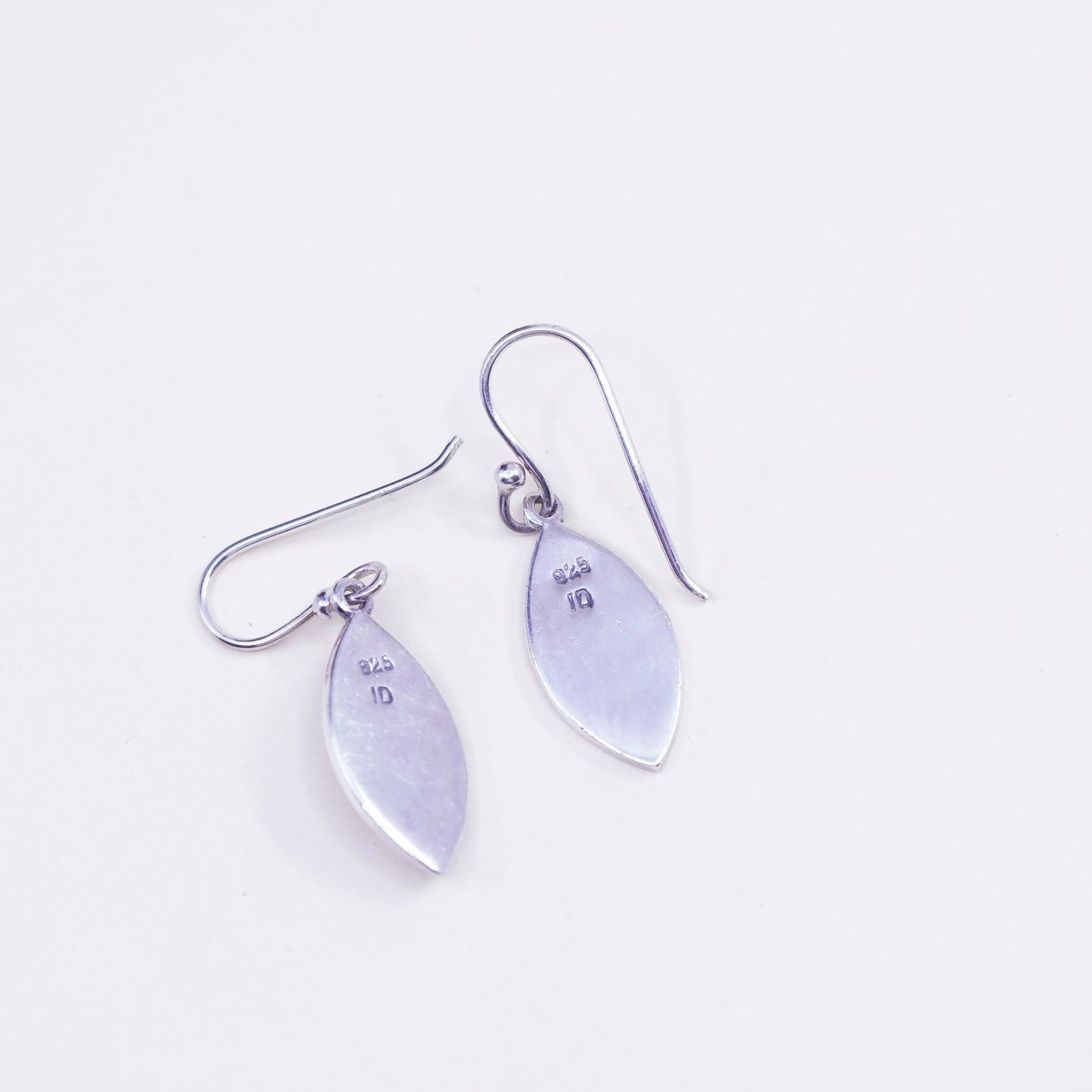 Vintage Sterling silver handmade earrings, 925 leaf dangles