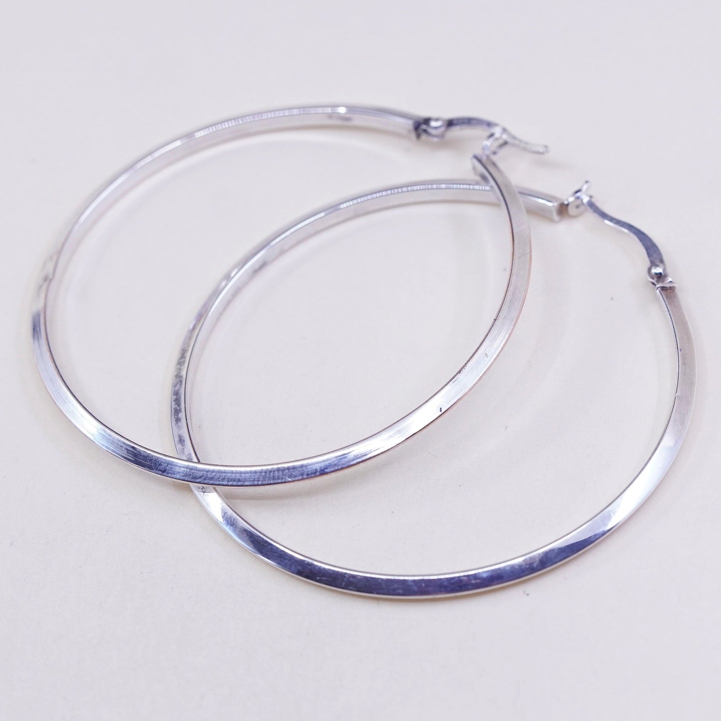 2” vtg JCM sterling silver loop earrings, fashion minimalist primitive hoops