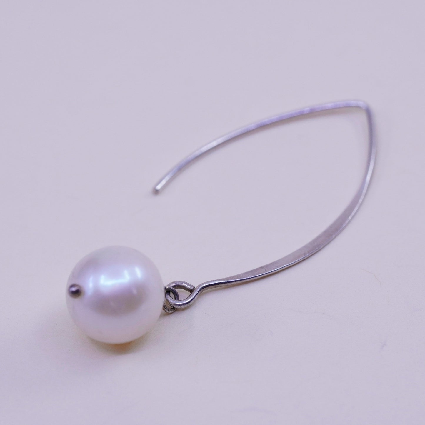 Vintage Sterling silver handmade earrings, 925 hooks with pearl drops