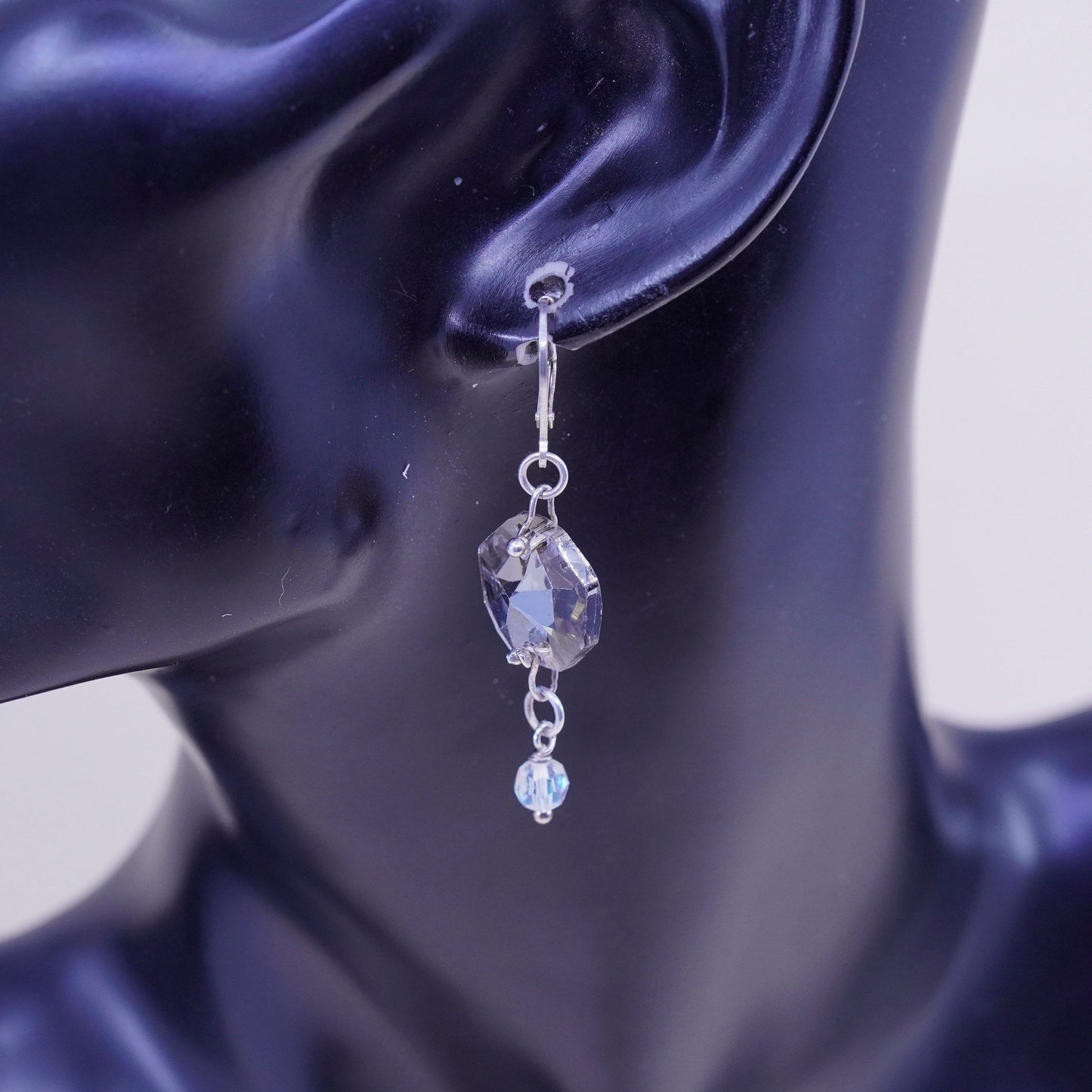 Vintage sterling silver handmade earrings, 925 hooks with topaz drops