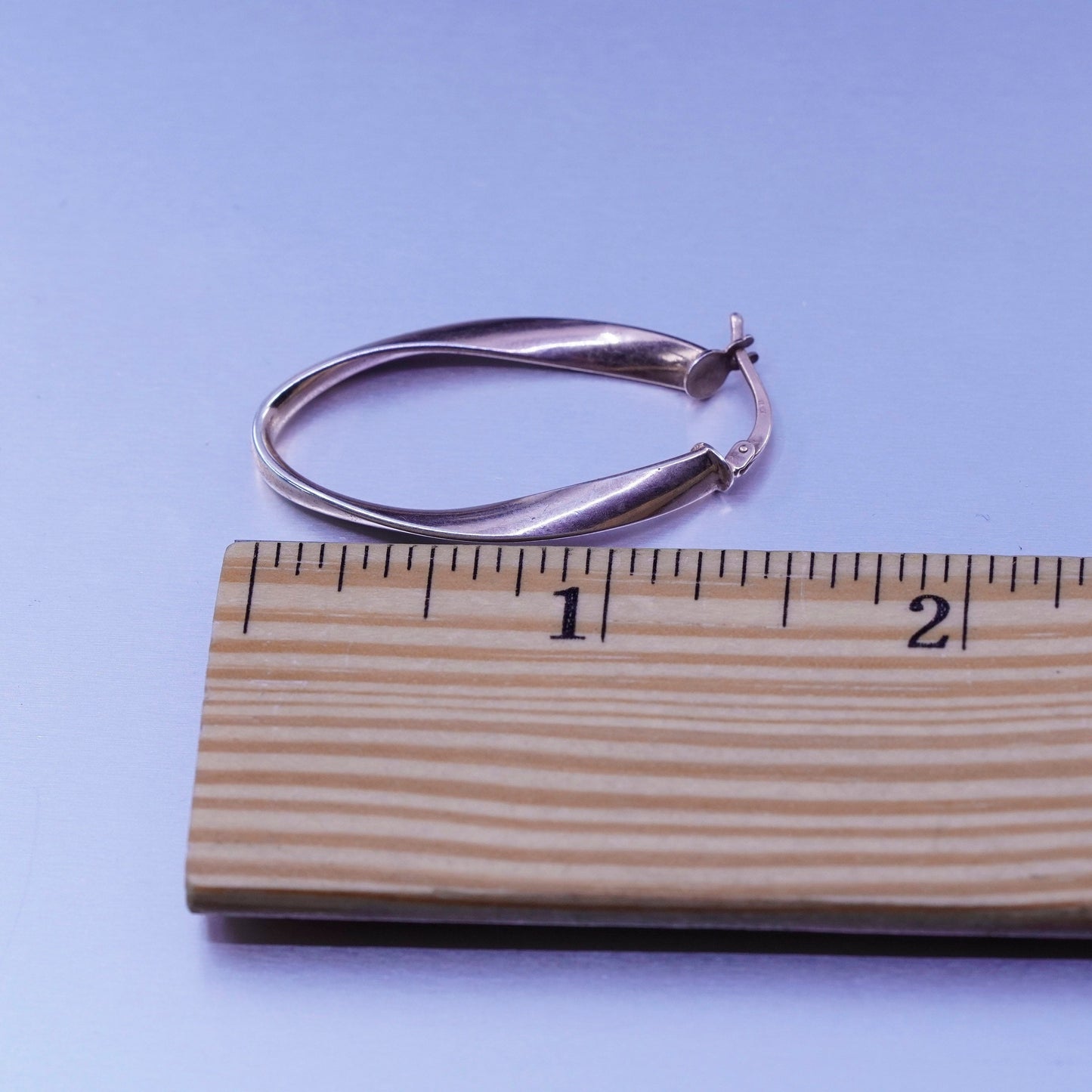 1.25”, vermeil rose gold Sterling silver handmade earrings, 925 twisted hoops