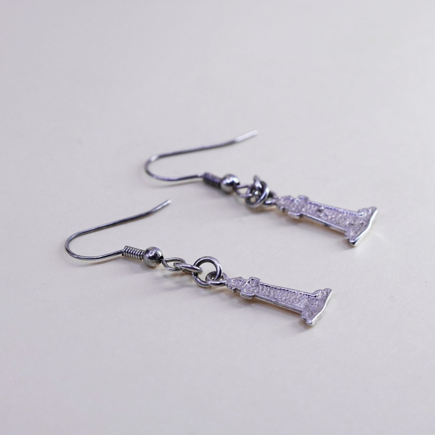 Vintage Mexico Sterling silver handmade earrings, 925 lighthouse dangles