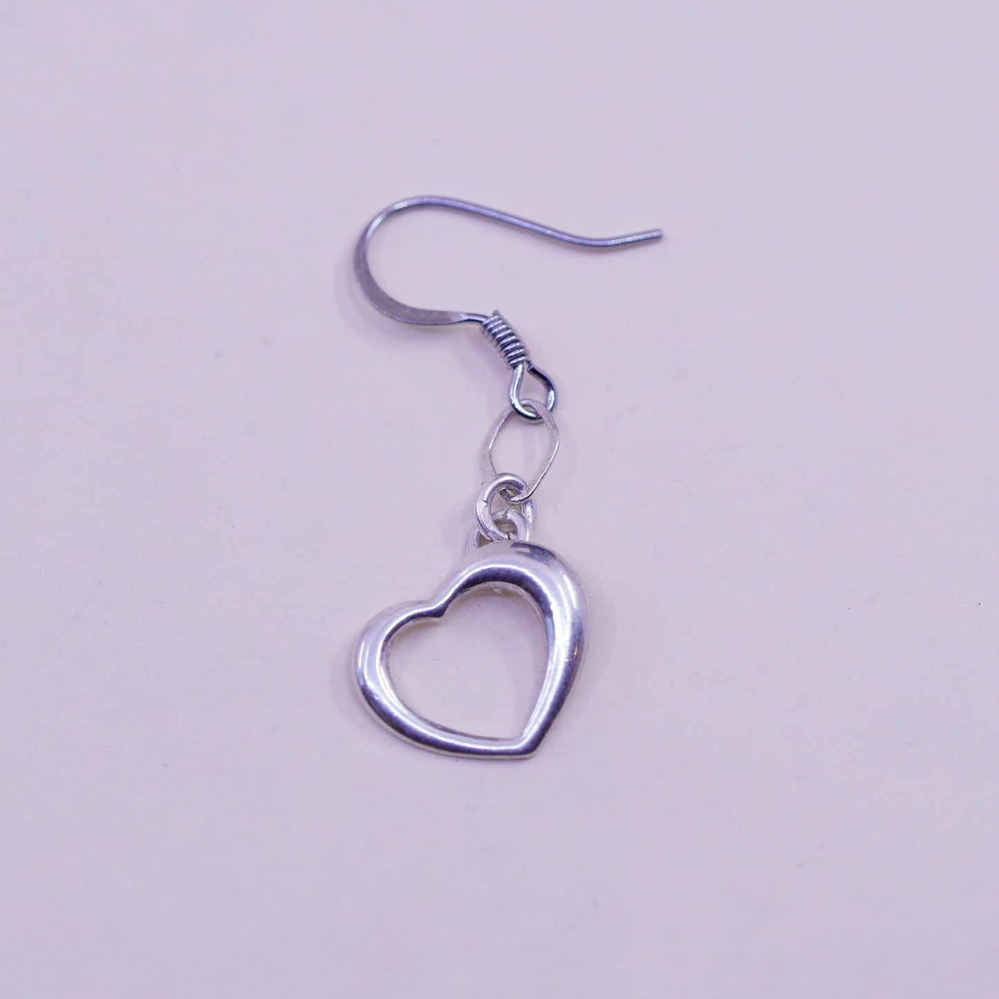 Vintage sterling silver handmade earrings, 925 heart dangles