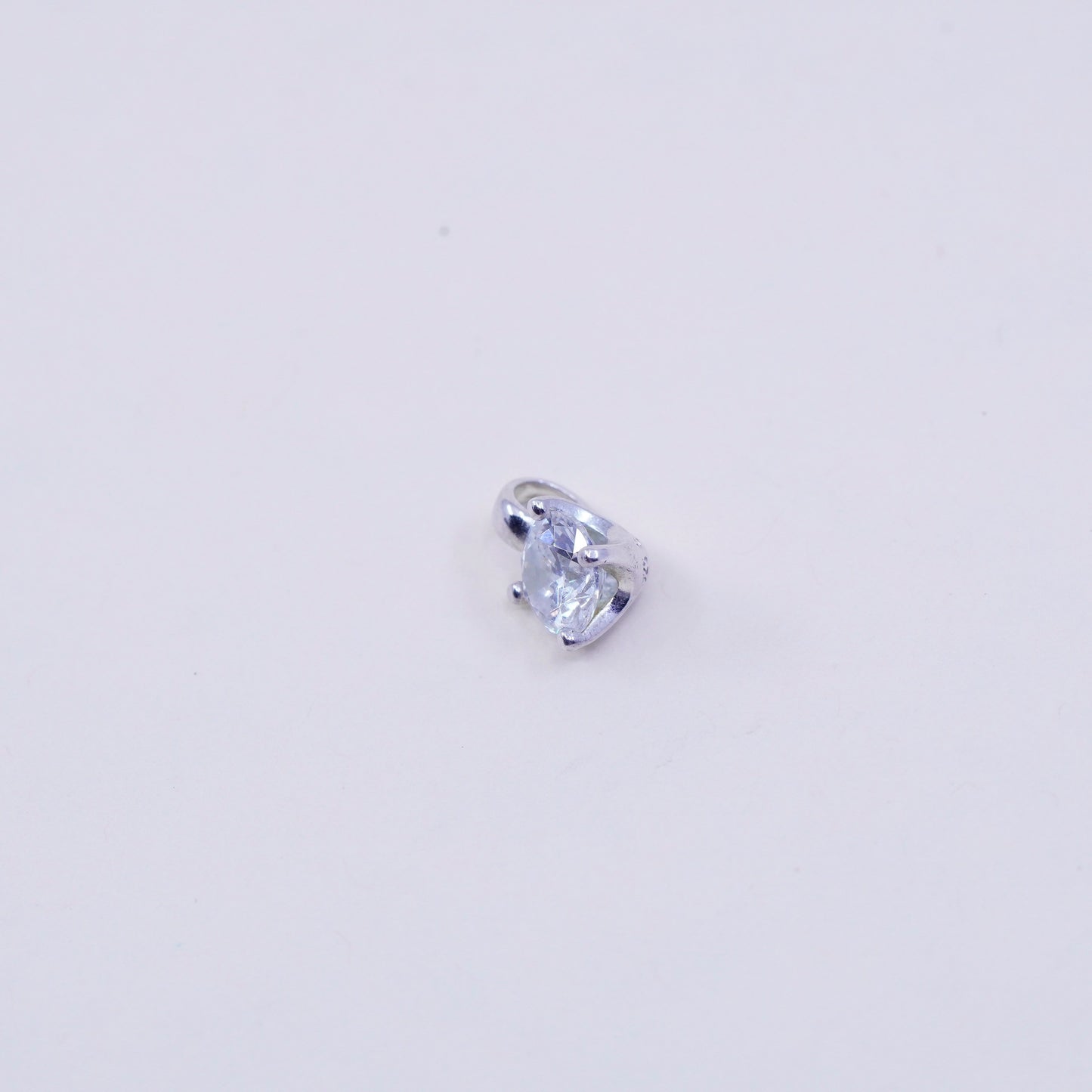 Vintage sterling silver cz crystal pendant, 925 charm