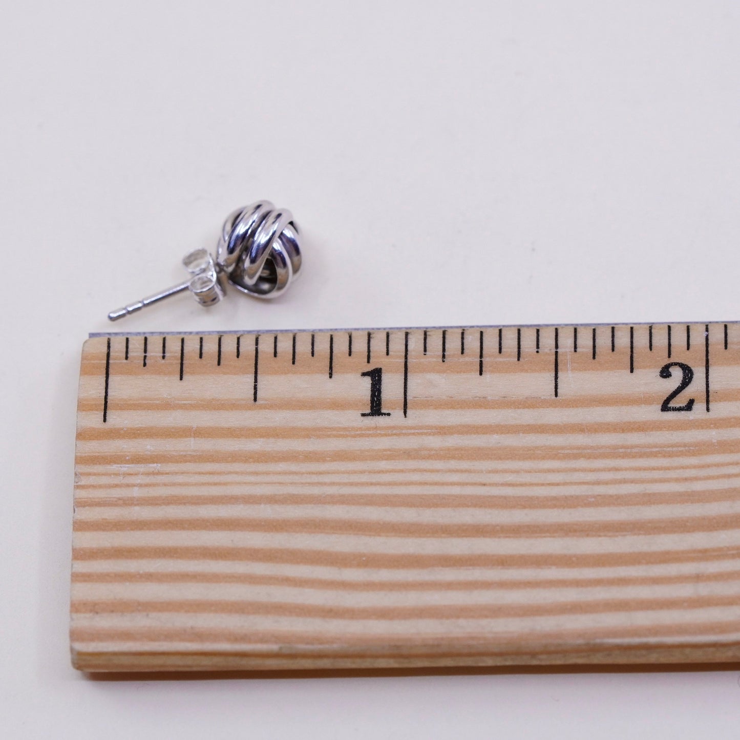 Vintage Sterling silver handmade earrings, Entwined cable studs