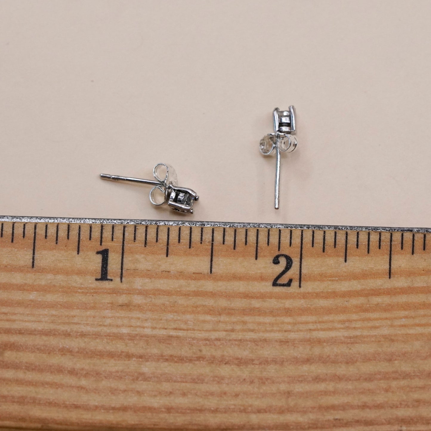 3mm, Vintage sterling 925 silver cz studs, minimalist earrings