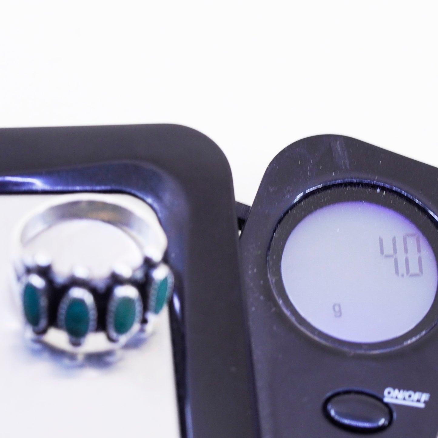 Size 5, vtg sterling silver Native American 925 band ring oval turquoise beads