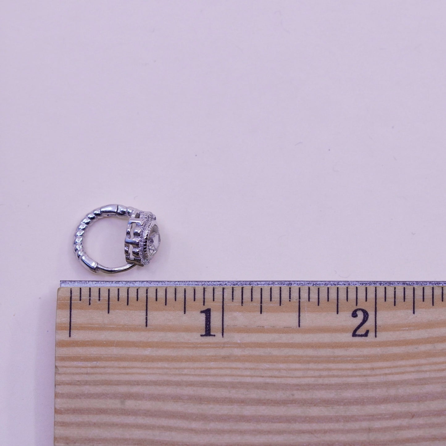 0.5”, Vintage sterling silver earrings, 925 hoops, huggie, with cz flower