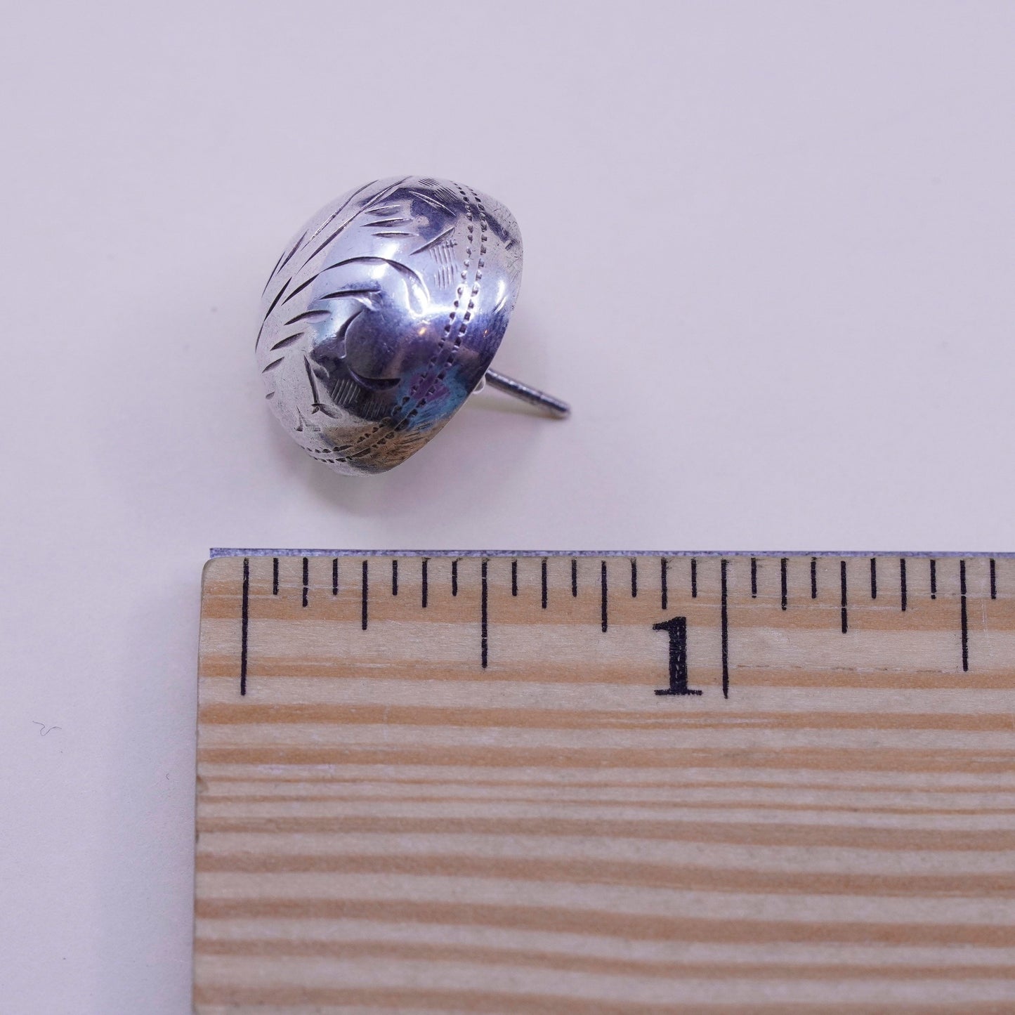 0.75”, Vintage sterling silver button studs, handmade puffy 925 earrings