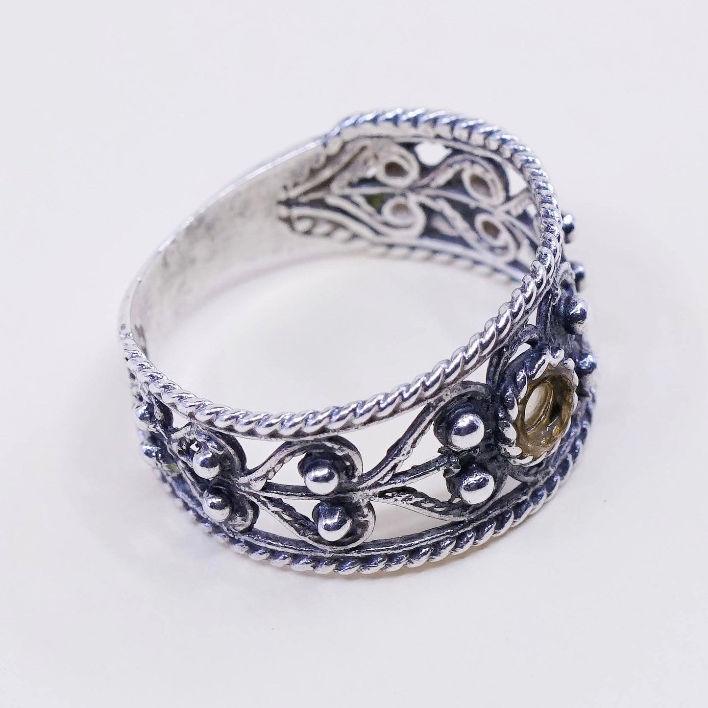 Size 6.25, vintage sterling silver handmade ring, 925 filigree band