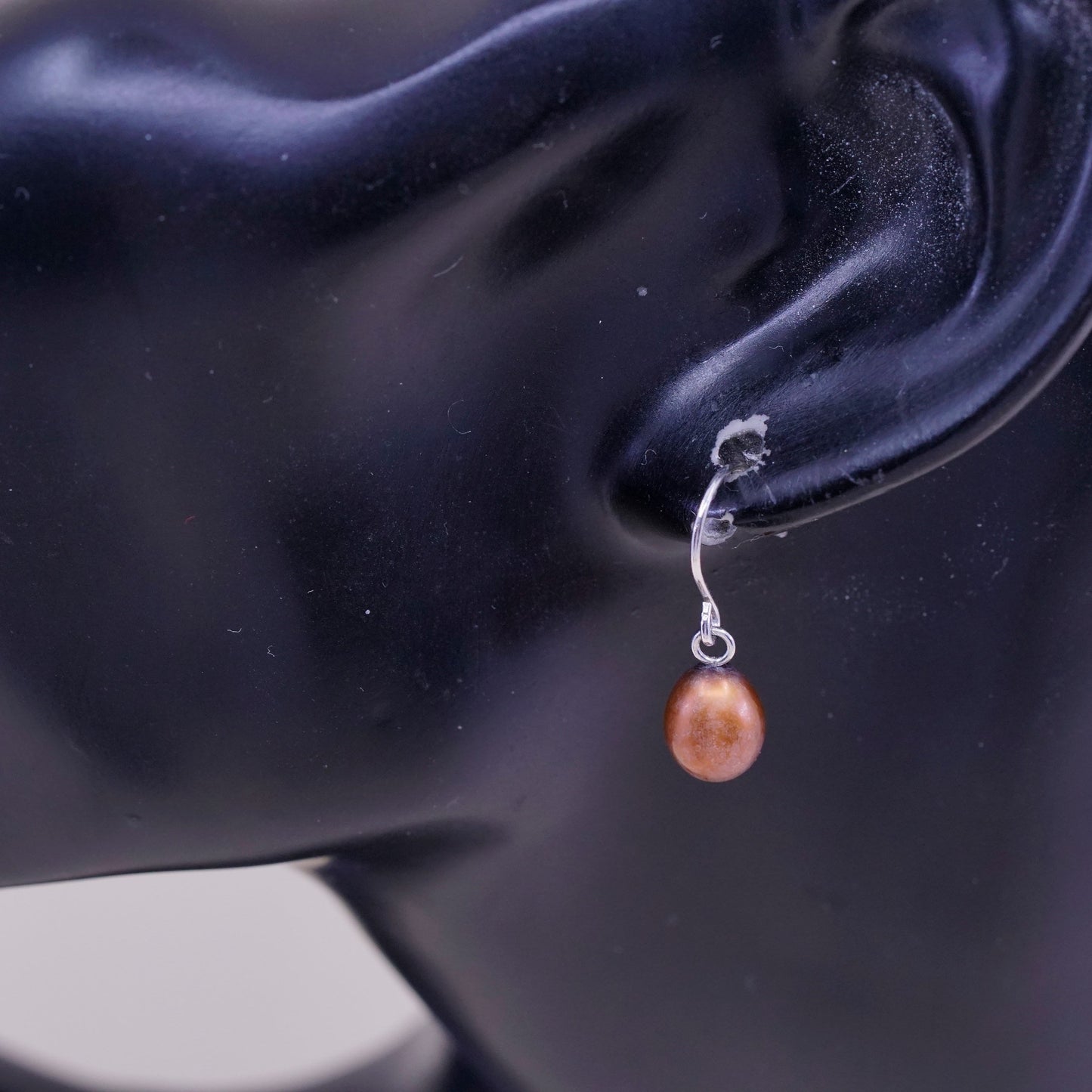 Vintage Sterling silver handmade earrings, 925 hooks with golden pearl drops