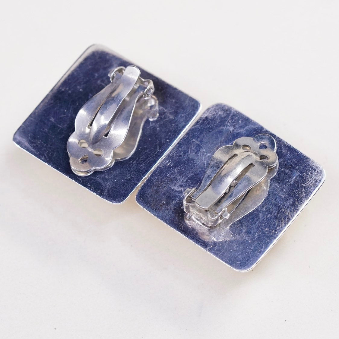 Vintage Zina Sterling silver clip on earrings, Modern 925 silver with beads