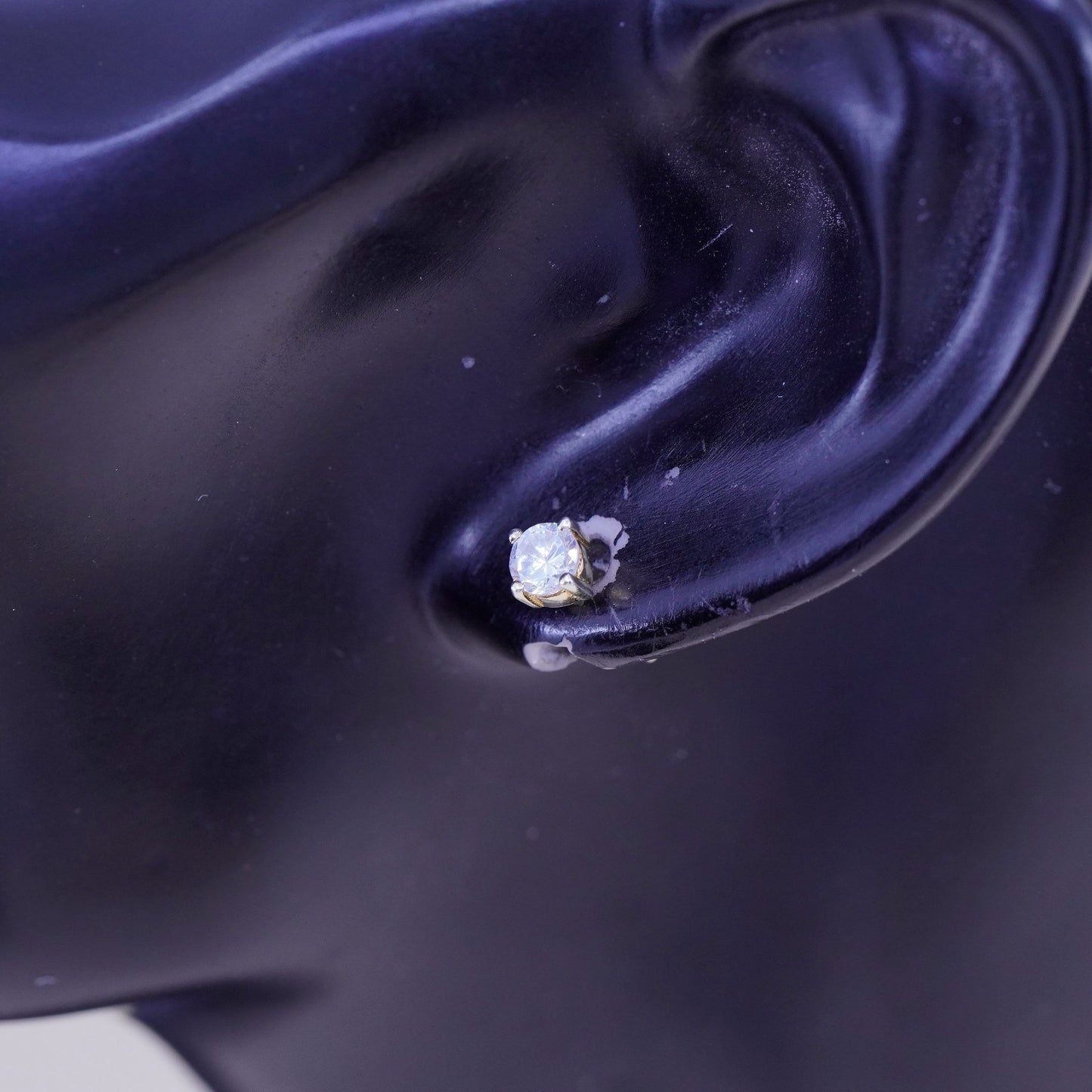 3mm, Vintage gold over sterling 925 silver cz studs, minimalist earrings
