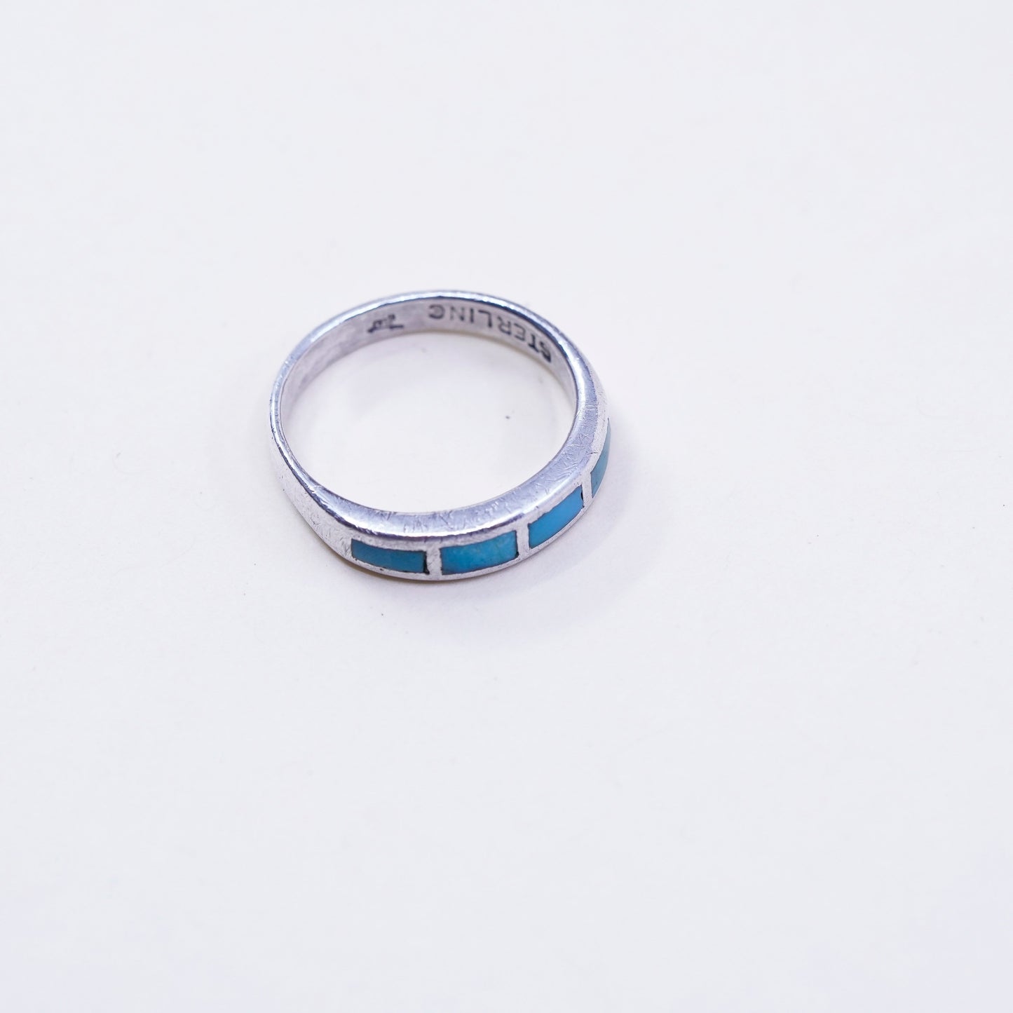 sz 8, Native American bell trading post sterling silver ring 925 band turquoise