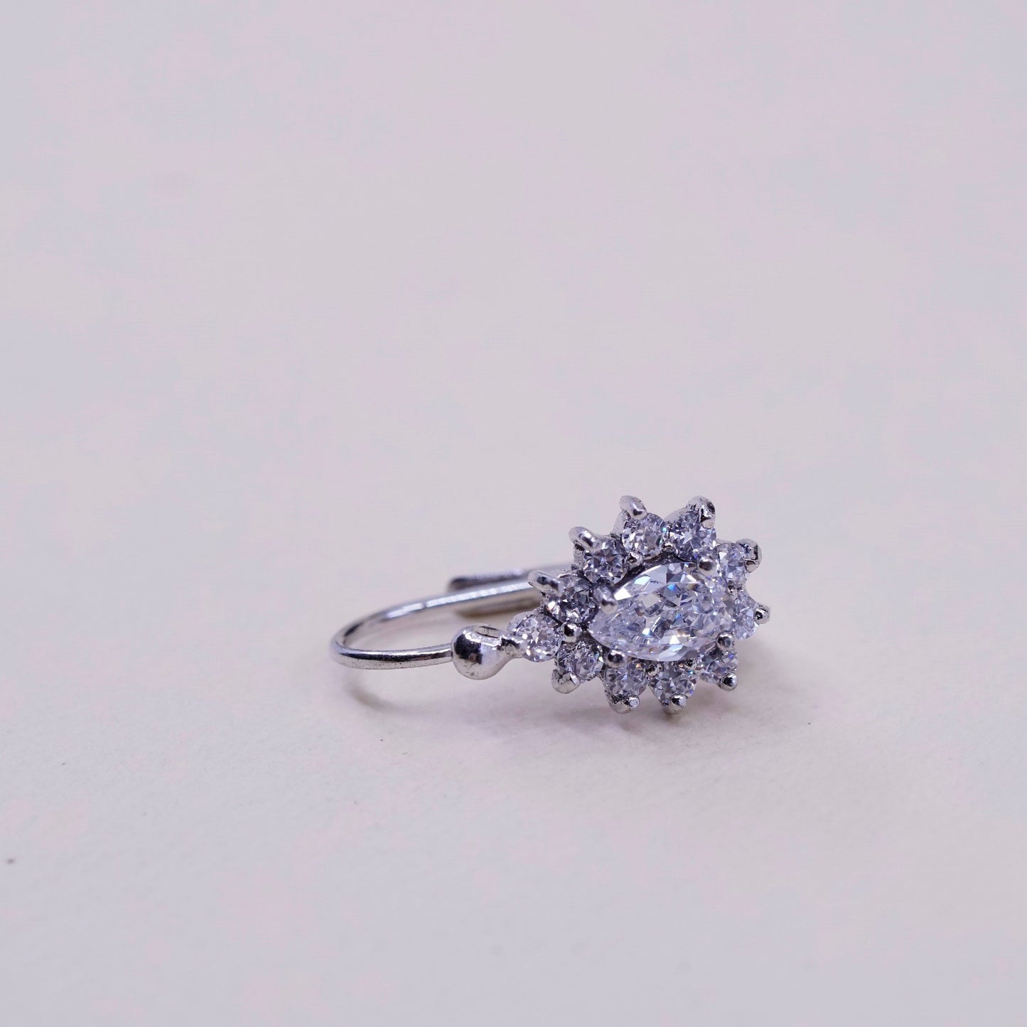 Vintage Sterling 925 silver handmade earrings, teardrop Cz dangles