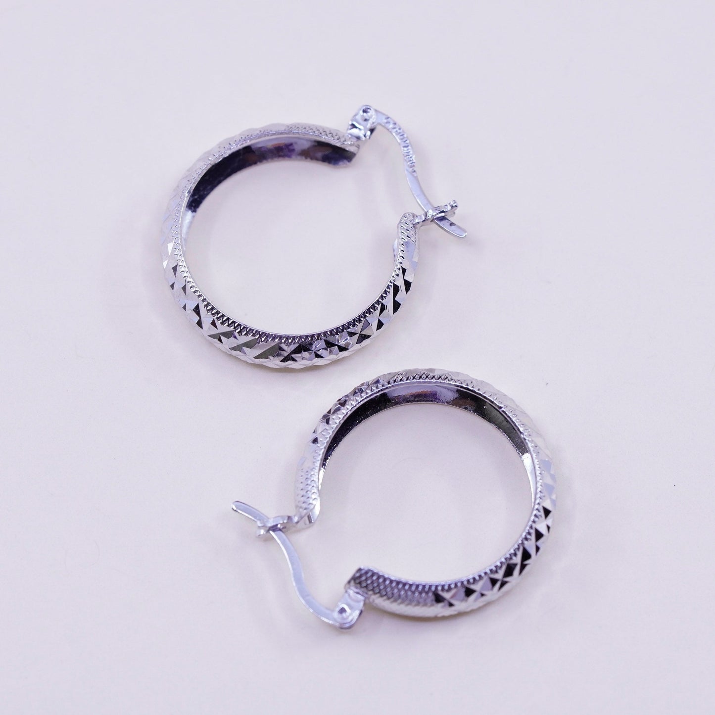 0.75”, sterling 925 silver loop earrings, minimalist primitive textured hoops