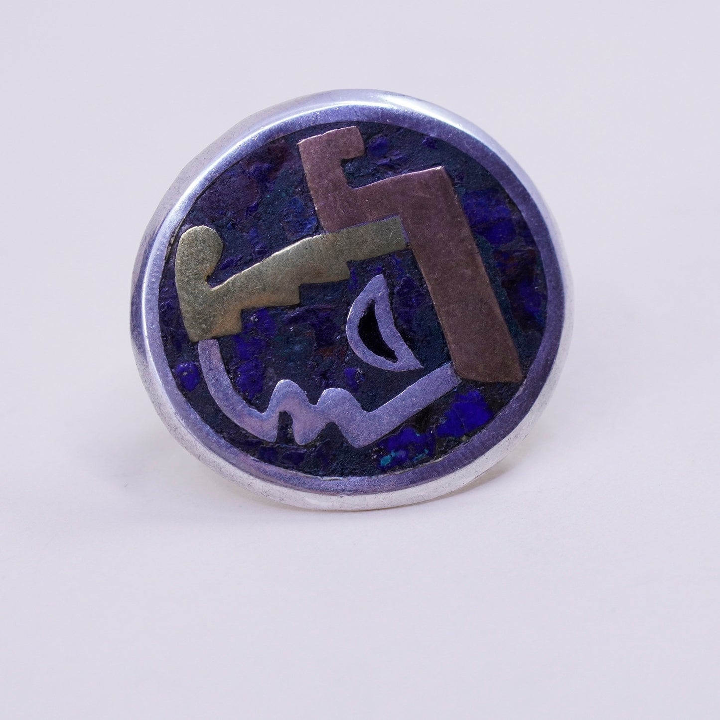 hecho en taxco triple tone sterling 925 silver screw back earrings with lapis