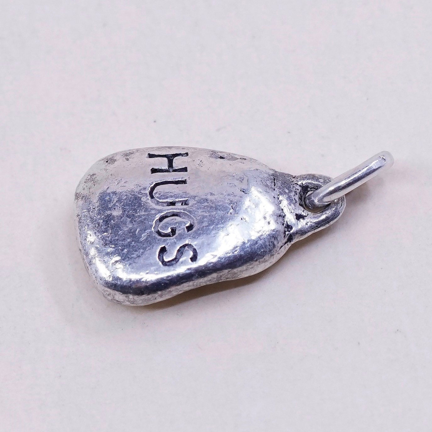 Vintage DV sterling silver Nugget charm, 925 pendant with “hugs”