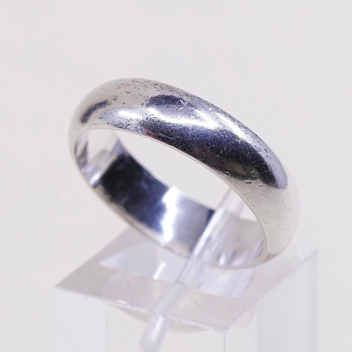 sz 10, vtg sterling silver handmade ring, 925 band, wedding band