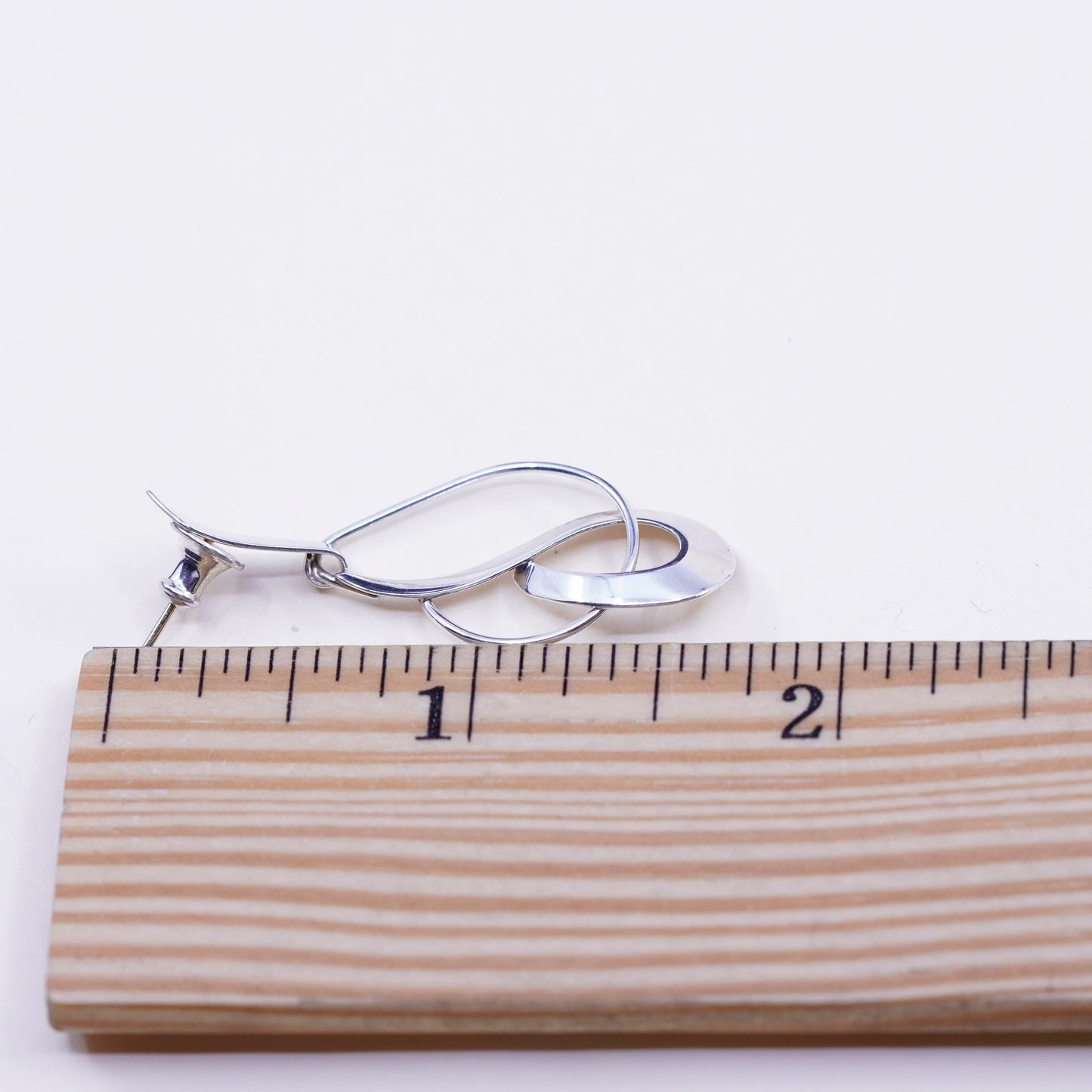 Vintage sterling 925 silver loop earrings, minimalist teardrop 14K gold posts