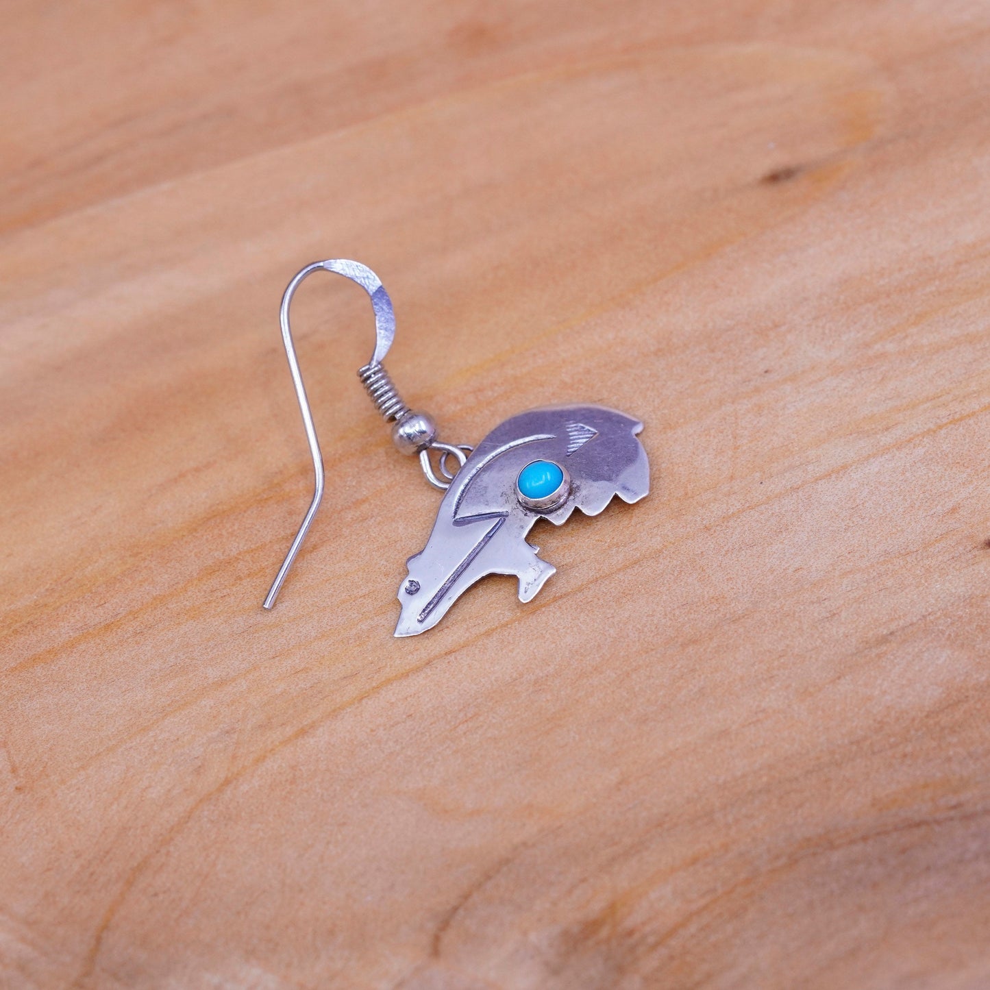 Native American Southwestern 925 Sterling silver bear earrings with turquoise