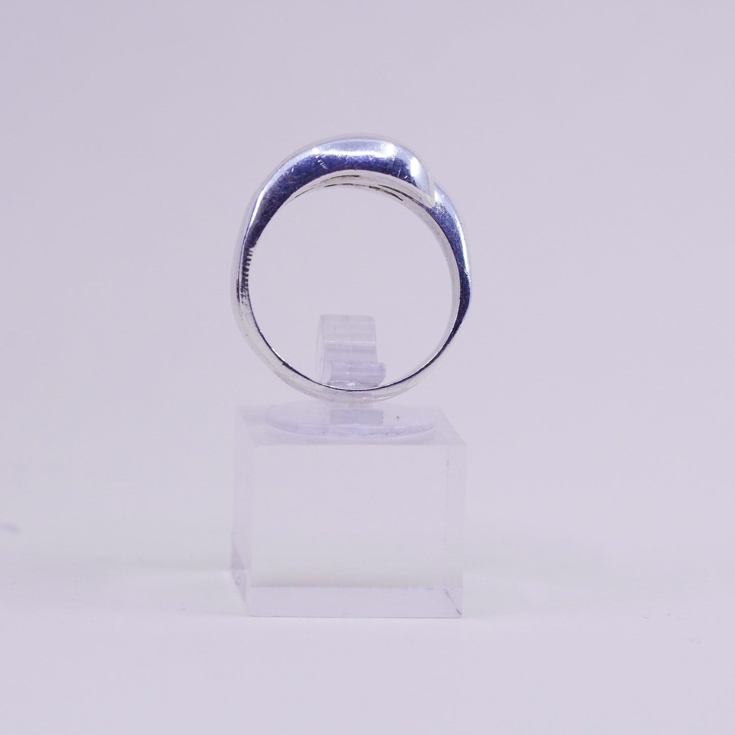 Size 8.5, vintage Sterling silver handmade statement ring, 925 ribbed band