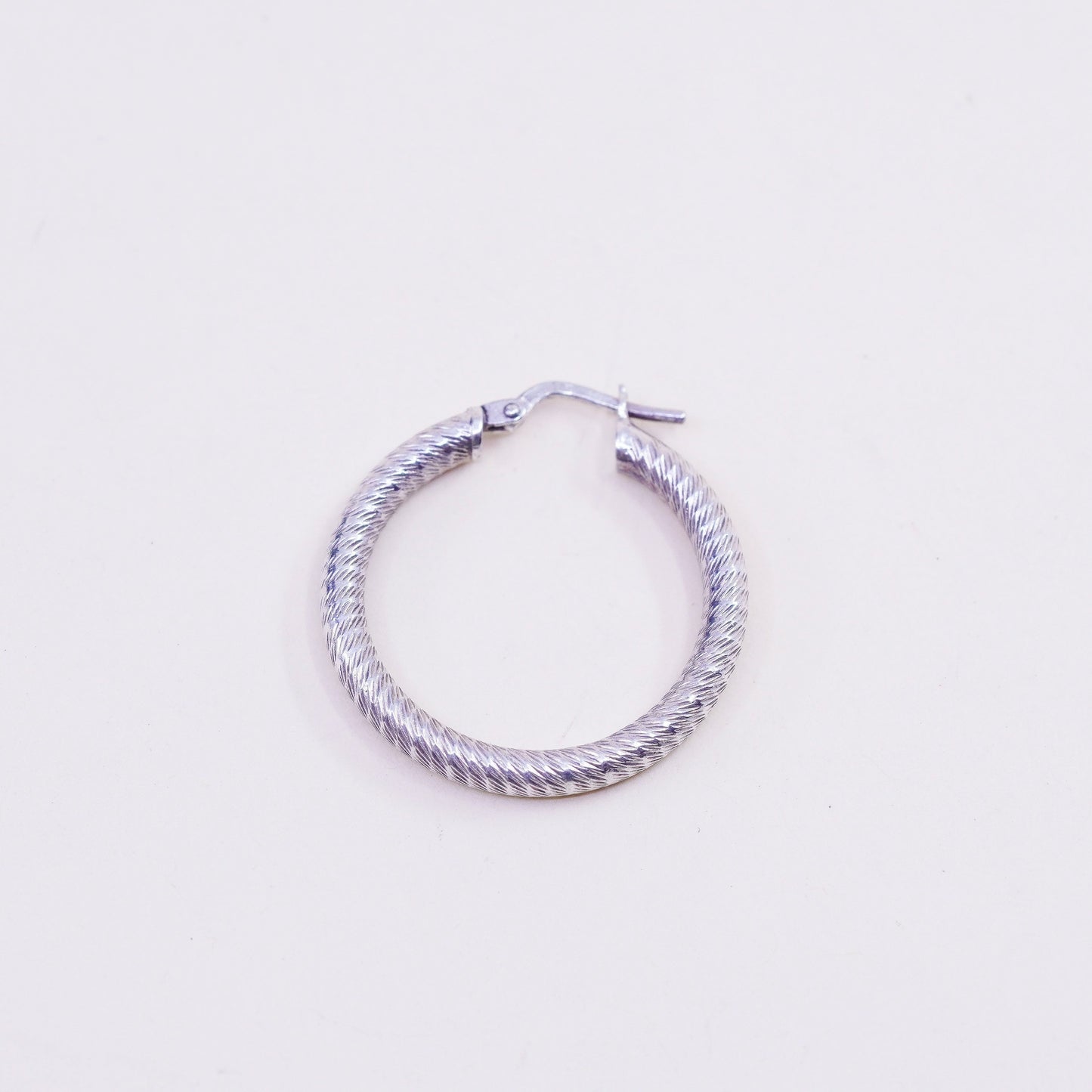 1” Vintage sterling silver loop earrings, textured primitive hoops