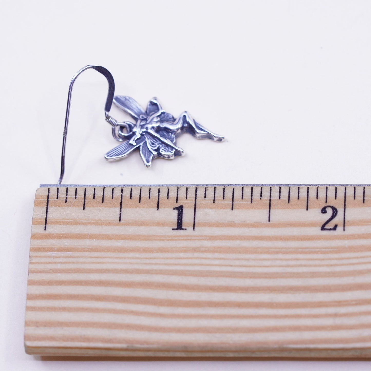 Vintage sterling silver handmade earrings, 925 fairy