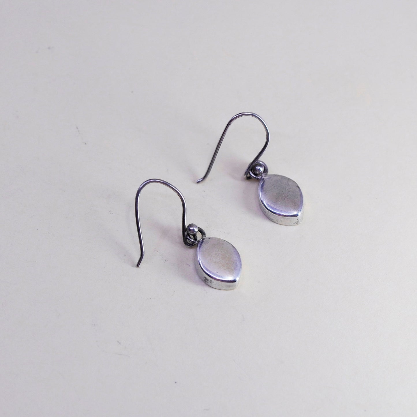 Vintage Sterling silver handmade earrings, 925 teardrop dangles