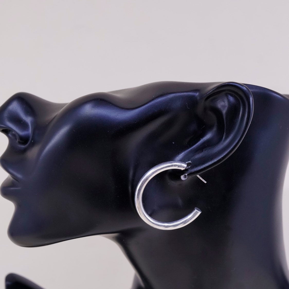 1.25", VTG sterling 925 silver loop earrings, primitive hoops