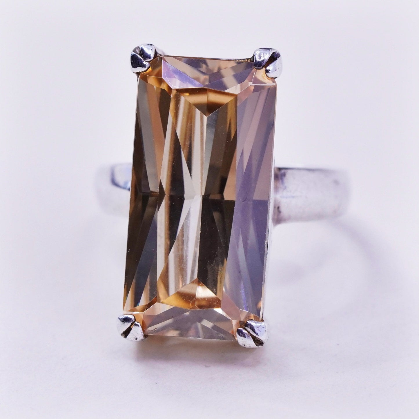 Size 6.25, vintage Sterling 925 silver handmade ring with citrine