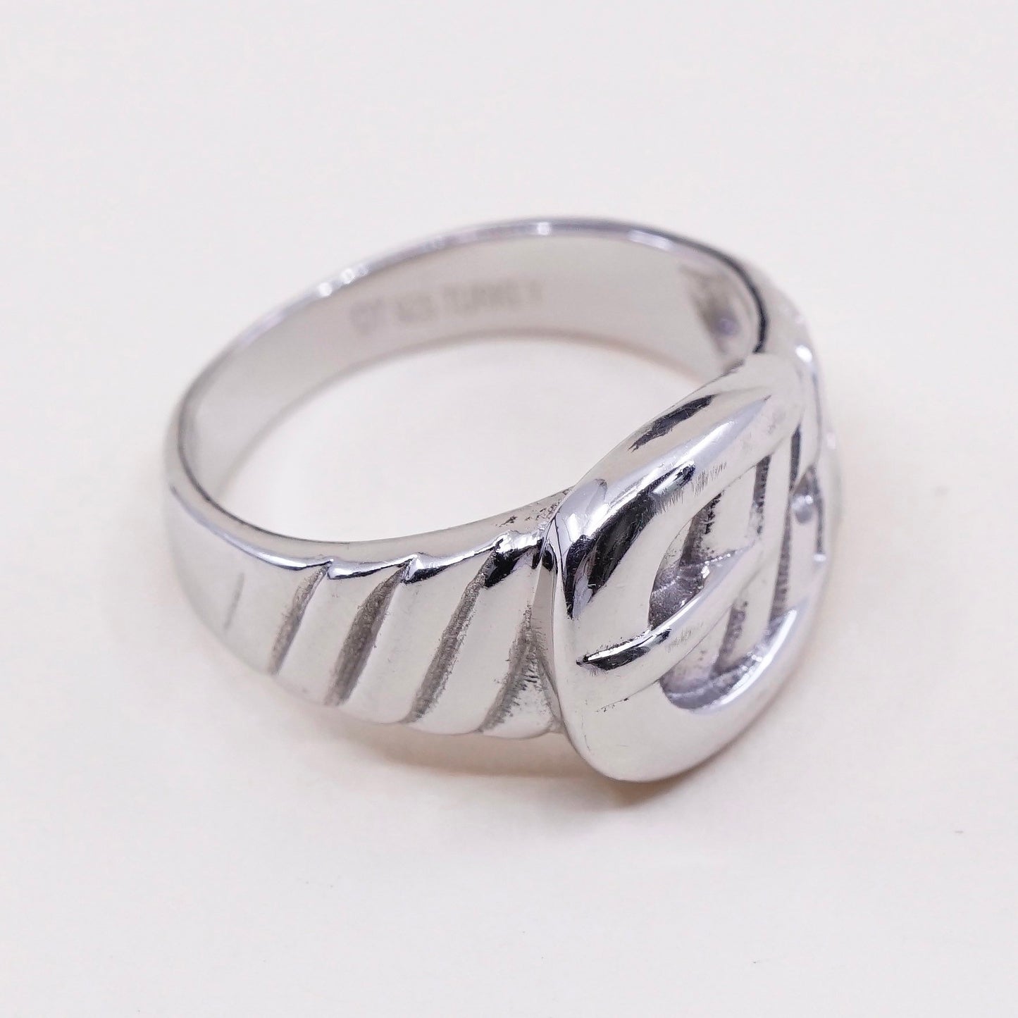 Size 6.25, Vintage sterling silver handmade ring, 925 belt band