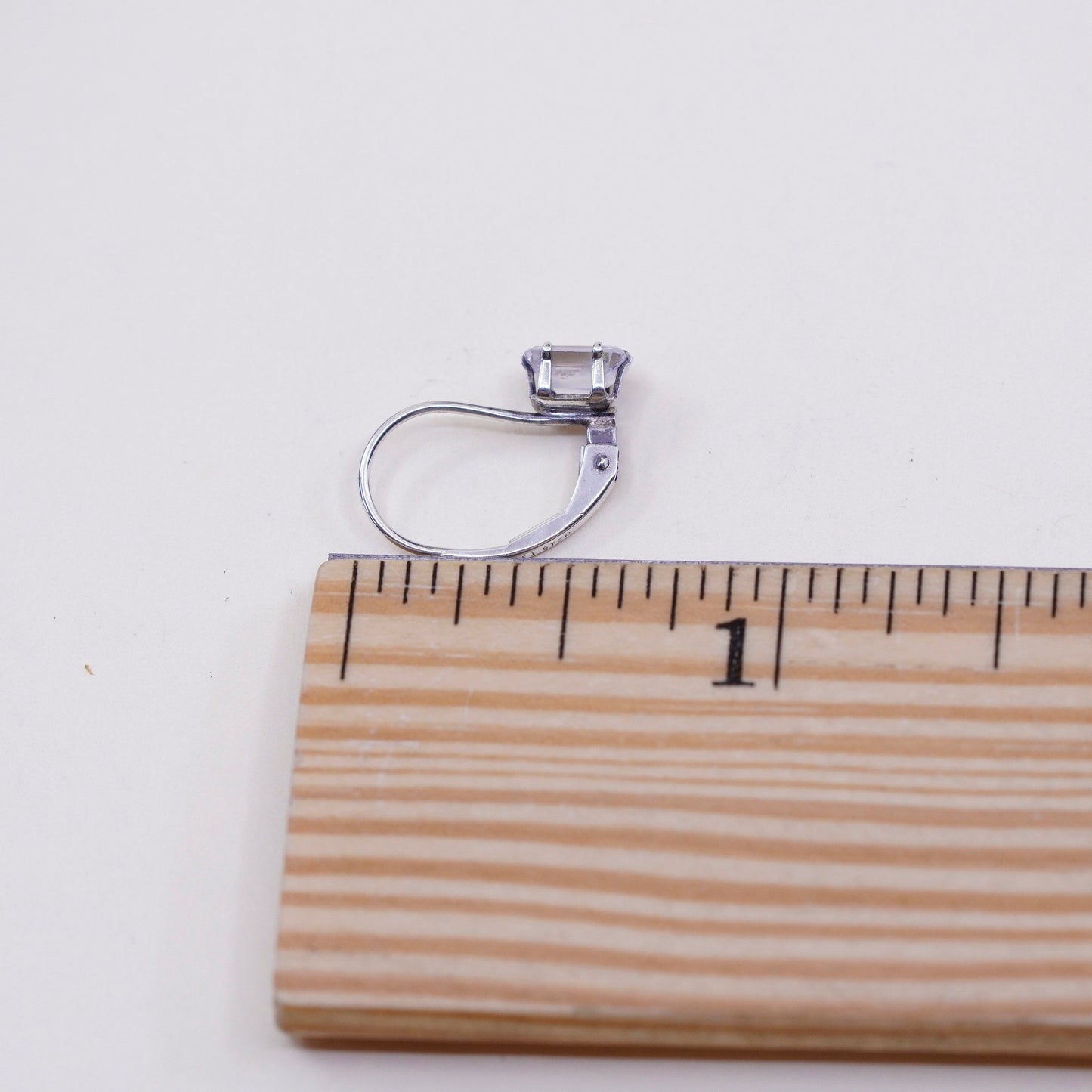 Vintage F1 sterling 925 silver handmade earrings with round CZ, stamped Ster