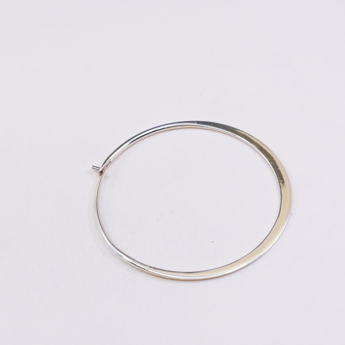 1.75” vermeil gold over sterling silver earrings, primitive flatten hoops