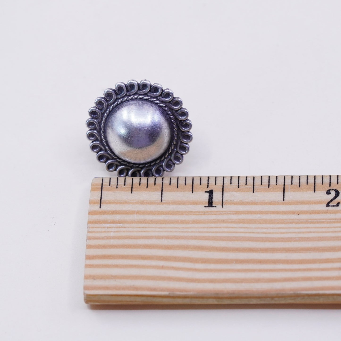 Vintage Sterling silver handmade earrings, 925 screw back ball earrings
