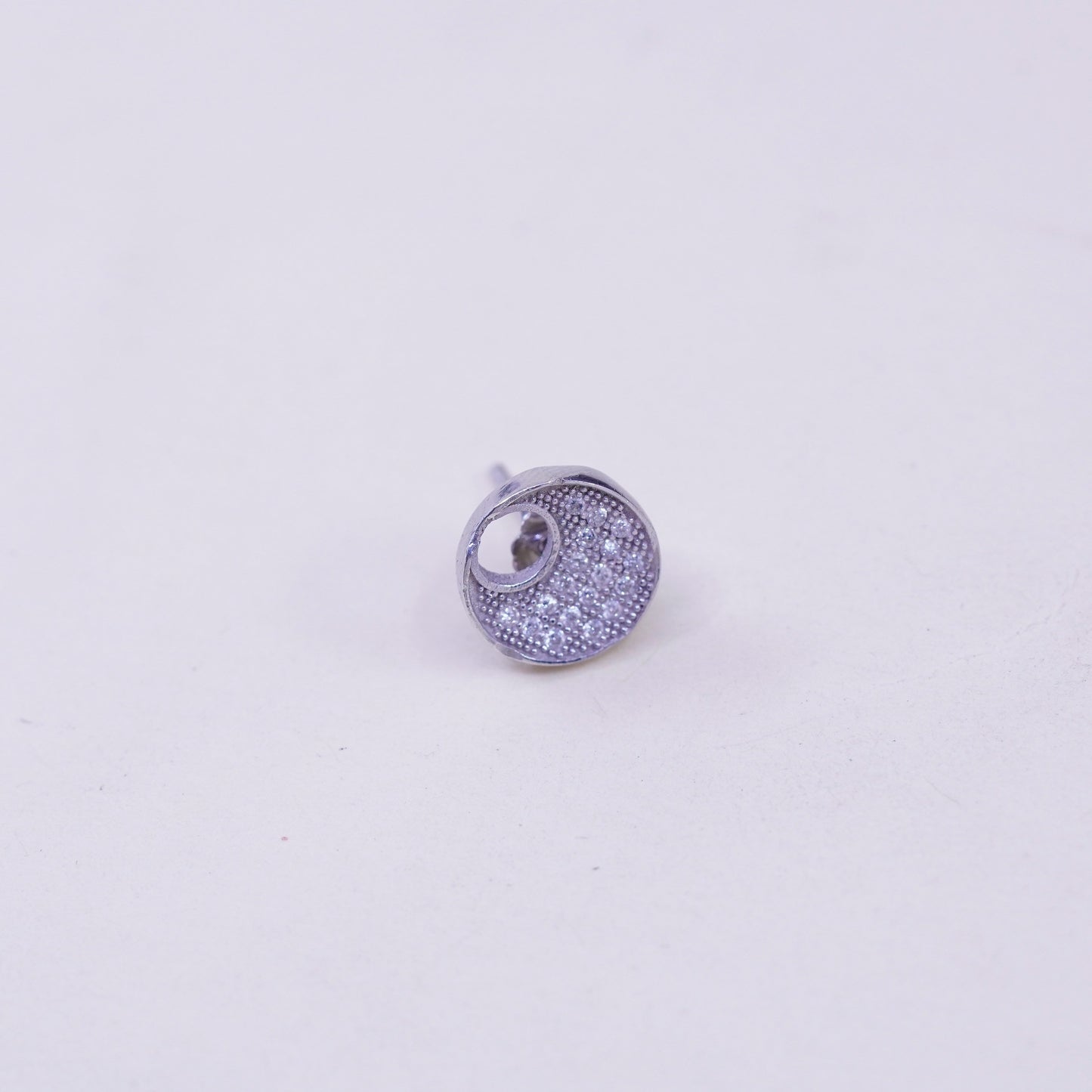 10mm, Vintage sterling 925 silver genuine moon cz studs, earrings