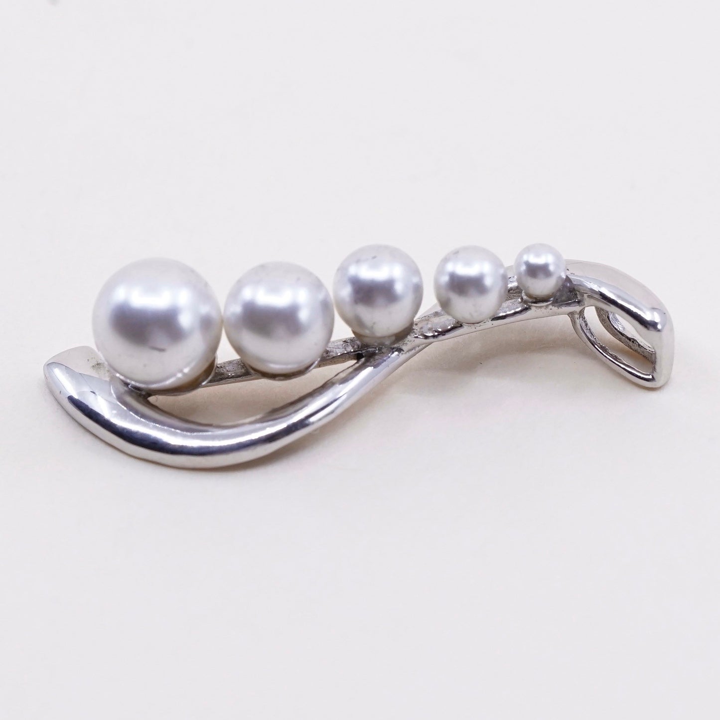 Vintage handmade sterling silver pendant, 925 pendant with pearl