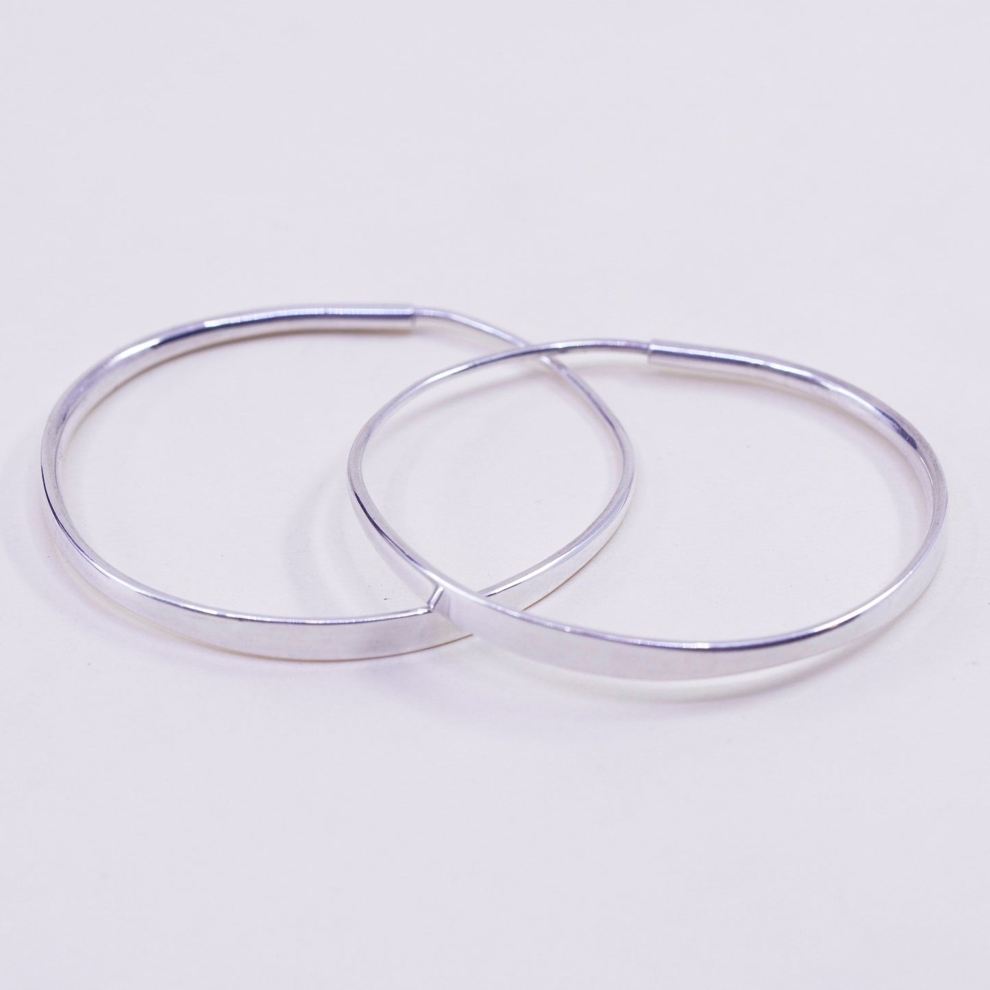 1.5” Vintage sterling silver loop earrings, fashion minimalist primitive hoops